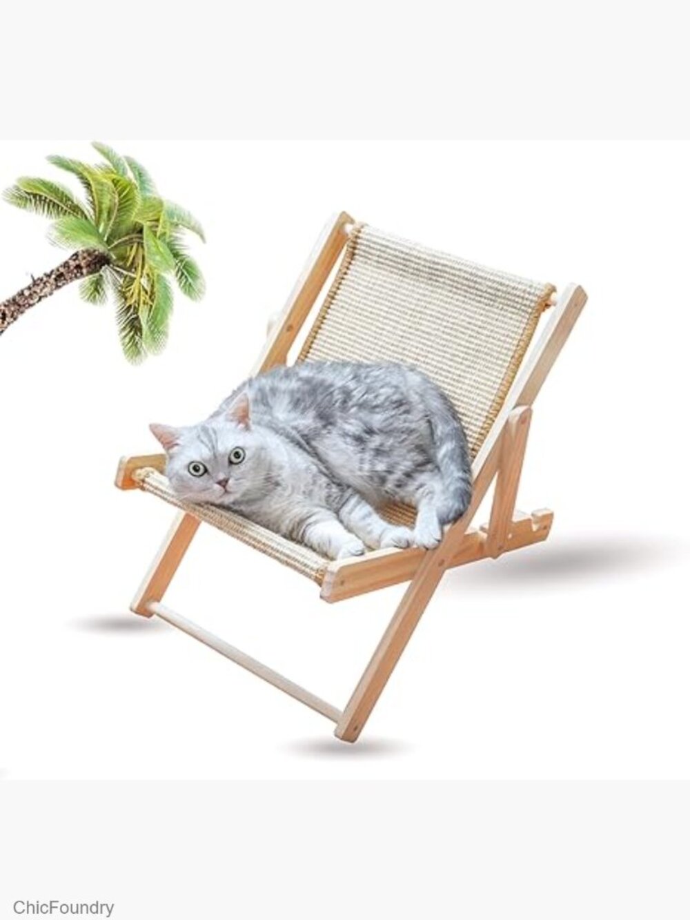 Cat Hammock Bed with Sisal Scratcher, Folding Cat Chair Furniture, Elevated Cot